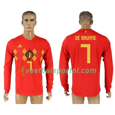 België Kevin De Bruyne 7 Thuis Shirt WK voetbal 2018 L/S