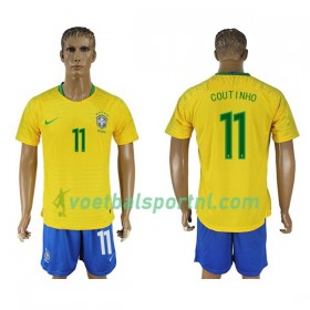 Brazilië Philippe Coutinho 11 Thuis Shirt WK voetbal 2018